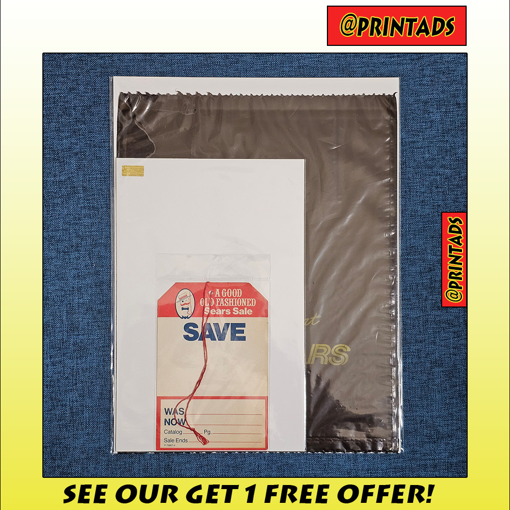 1960's Sears Unused Store Sign + 1980's Bag - Supplies Are Limited Ultra Rare