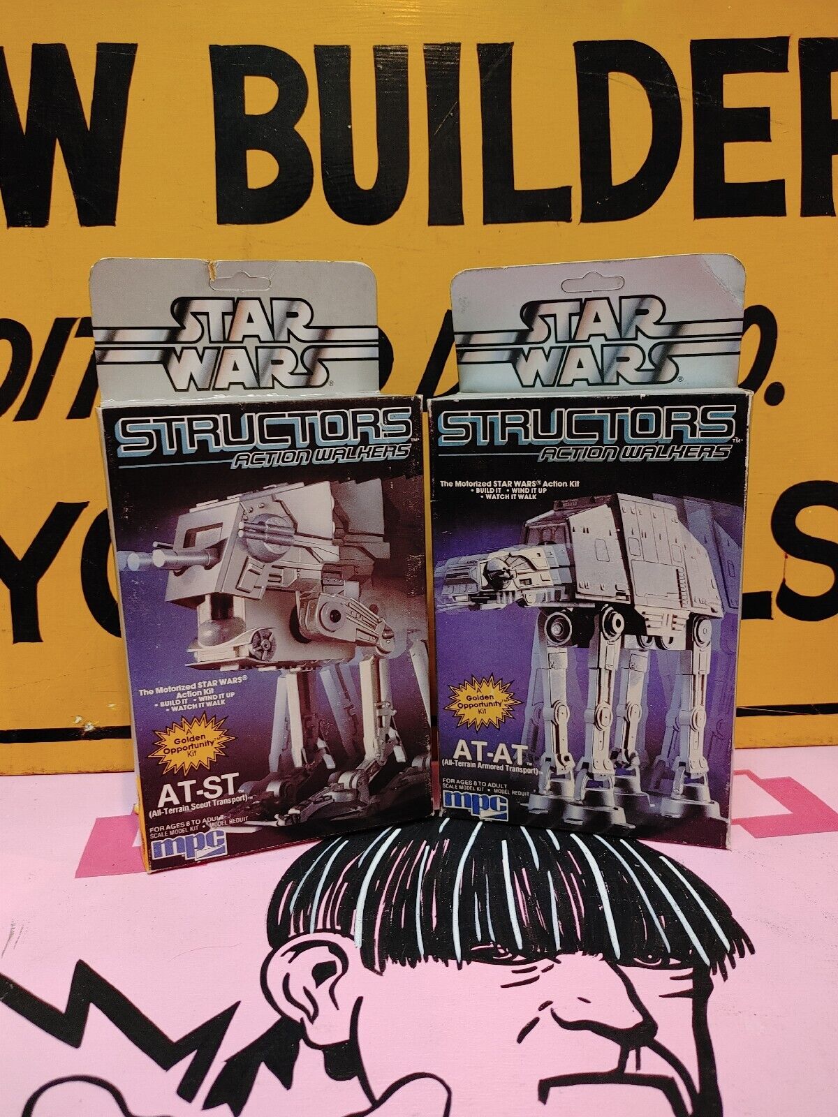 Vintage 1984 Star Wars AT-ST & AT-AT Structors MPC Model Kits