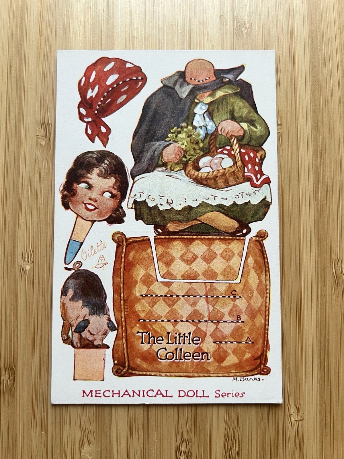 Vintage Raphael Tuck Mechanical Doll Series Postcard c1910s The Little Colleen