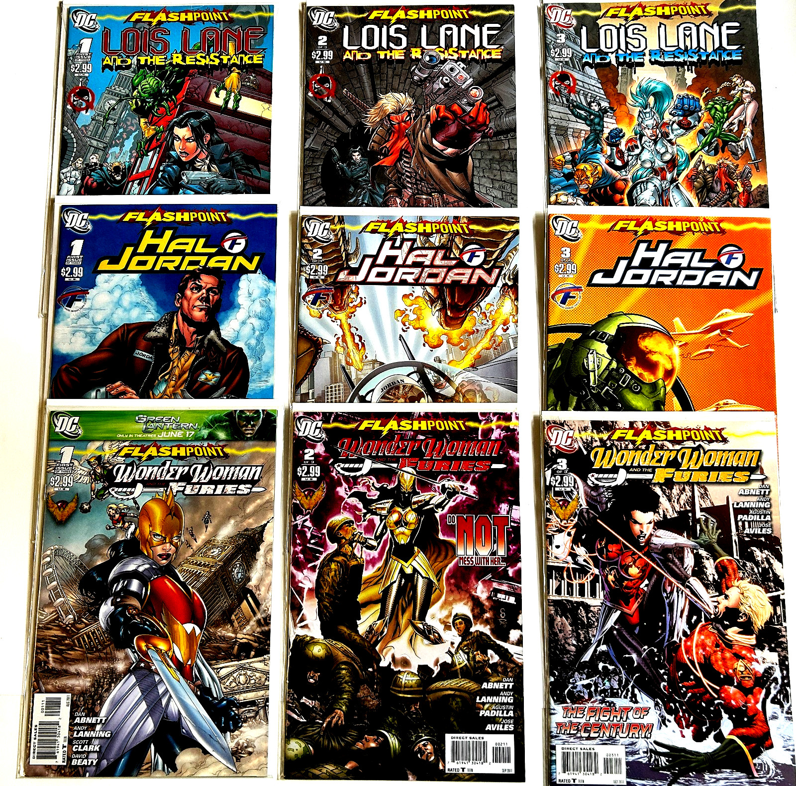 FLASHPOINT: 3 MINISERIES : LOIS LANE, HAL JORDAN & WONDER WOMAN - 9 NM COMICS