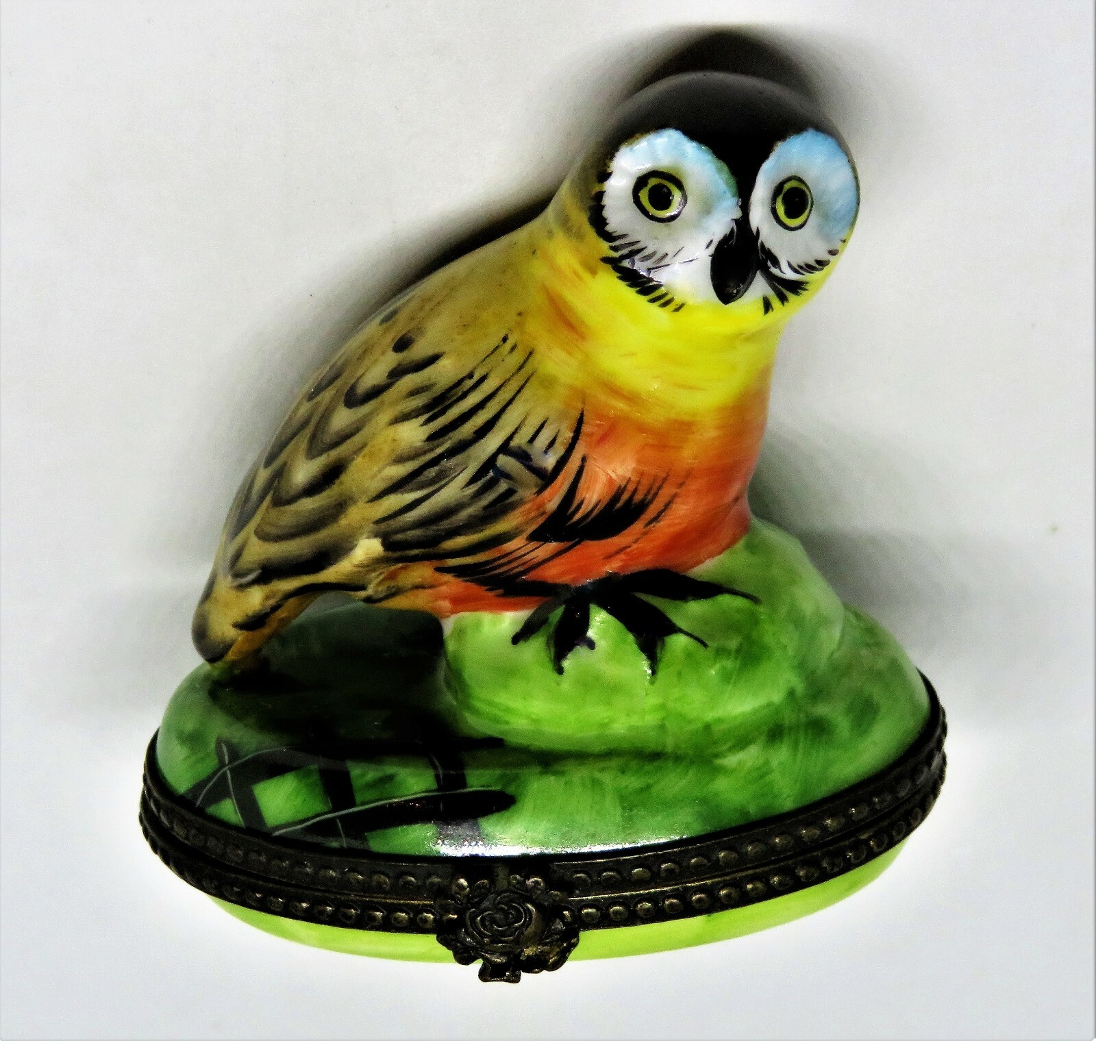 LIMOGES FRANCE BOX - PARRY-VIEILLE - VINTAGE OWL & FENCE - PV
