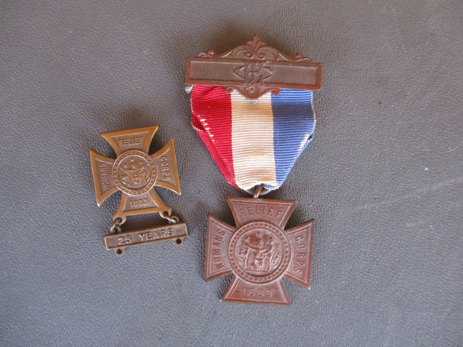 Vtg 1886 WOMANS RELIEF CORPS Pins, 25-year Service