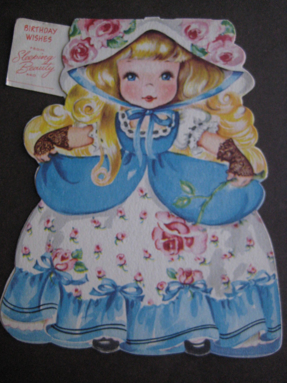 UNUSED 1949 vintage greeting card Storyland Doll BIRTHDAY Sleeping Beauty
