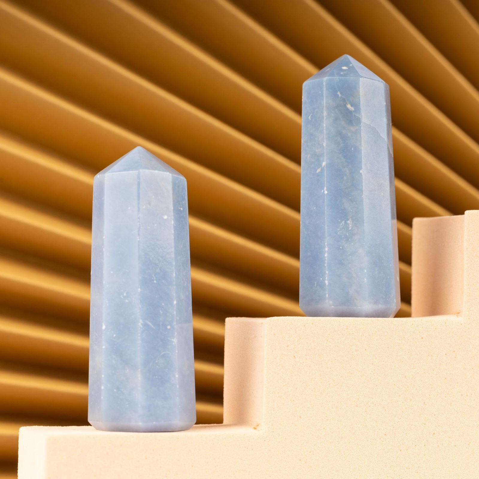 Angelite Crystal Tower Point Obelisk, Meditation, Healing Crystal Gift & Decor