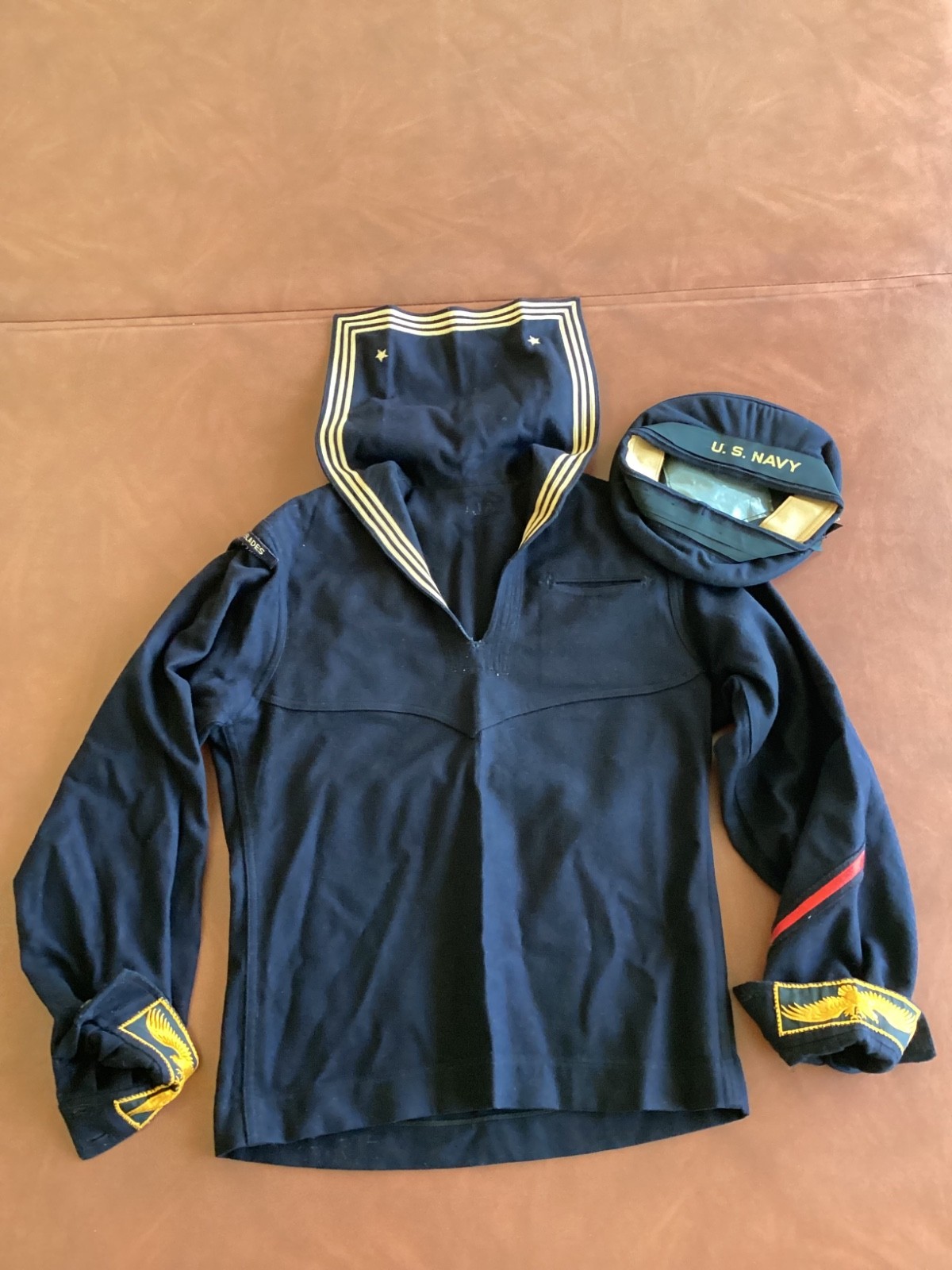 1960's USS Everglades US Navy Wool Uniform Top with Cap *Free Shipping*