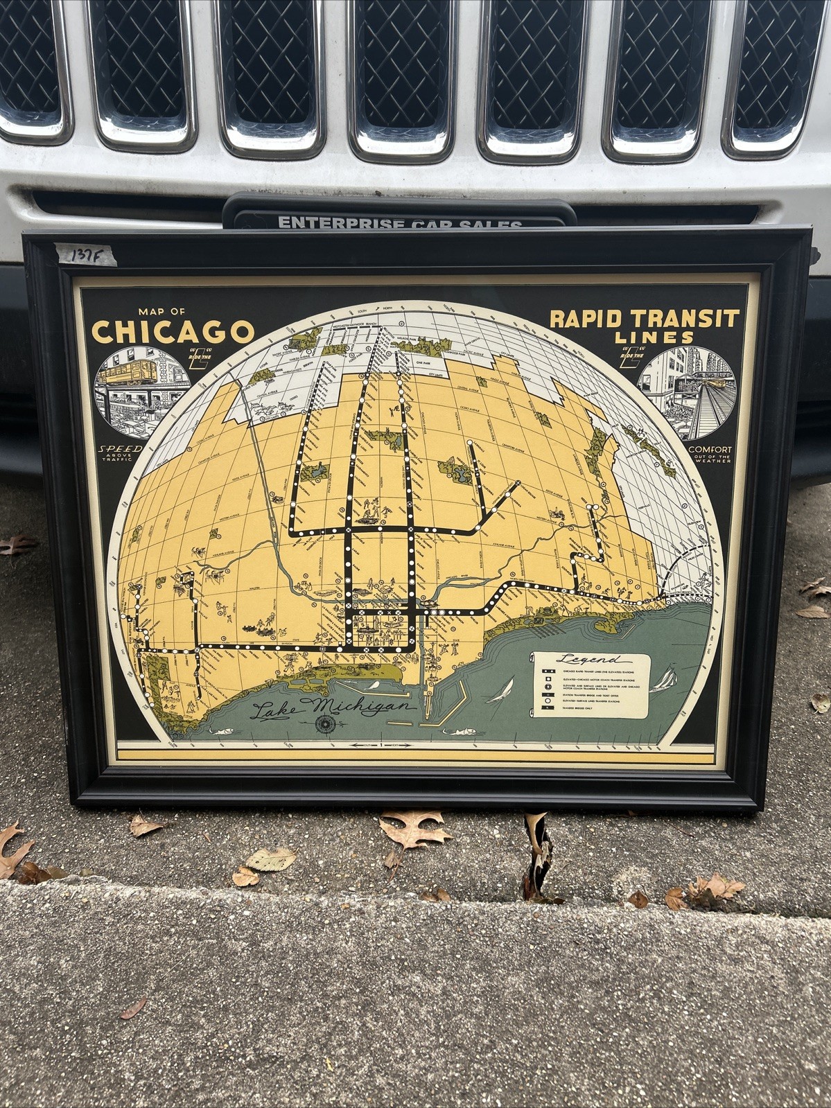 2006 Framed of Vintage Chicago Transit Metropolitan  Maps 22x28”