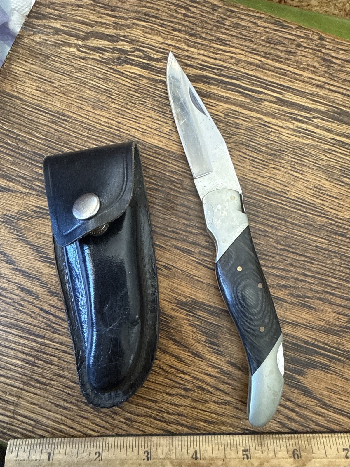 High Quality Custom Folding Knife With Sheath Vintage Engraved Backsprings Nice