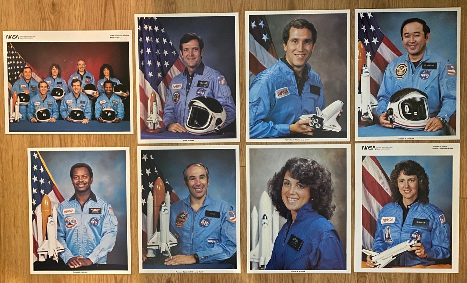 Space Shuttle Challenger 51-L Crew Photos - Set of 8 Photos