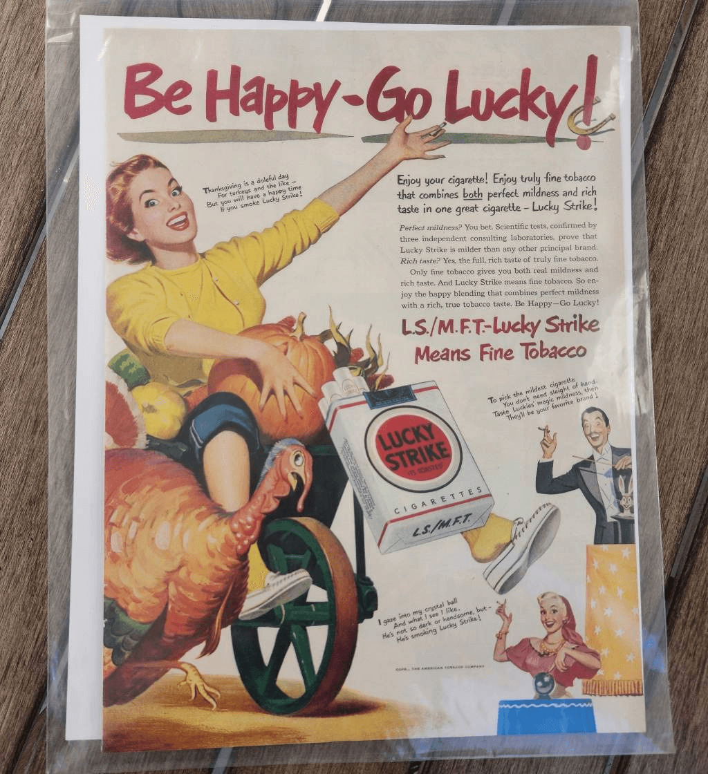 Vintage 1950s Lucky Strike Magazine Ad Approx 11x17