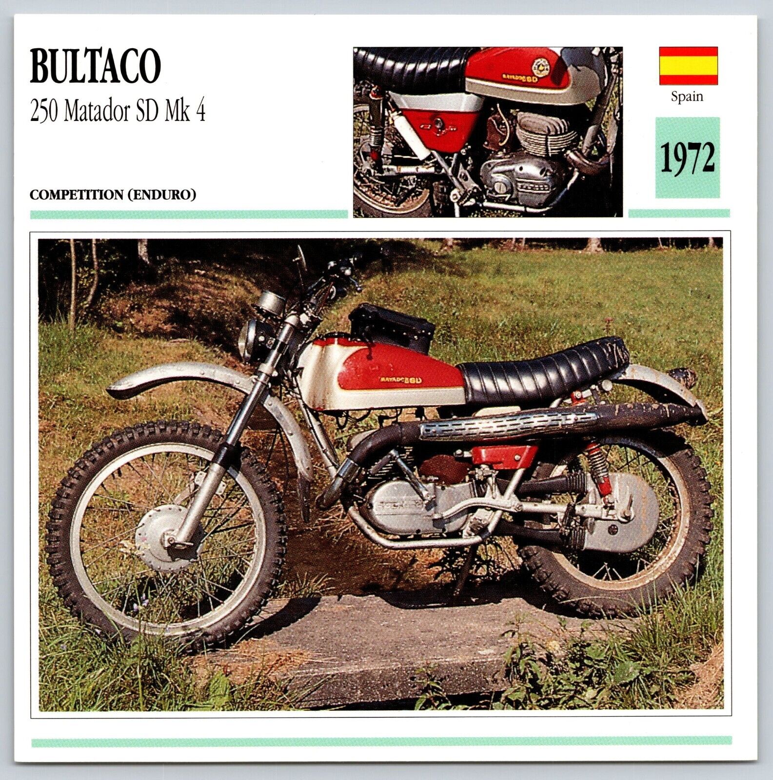 Bultaco 250 Matador SD Mk 4 1972 Spain Edito Service Atlas Motorcycle Card