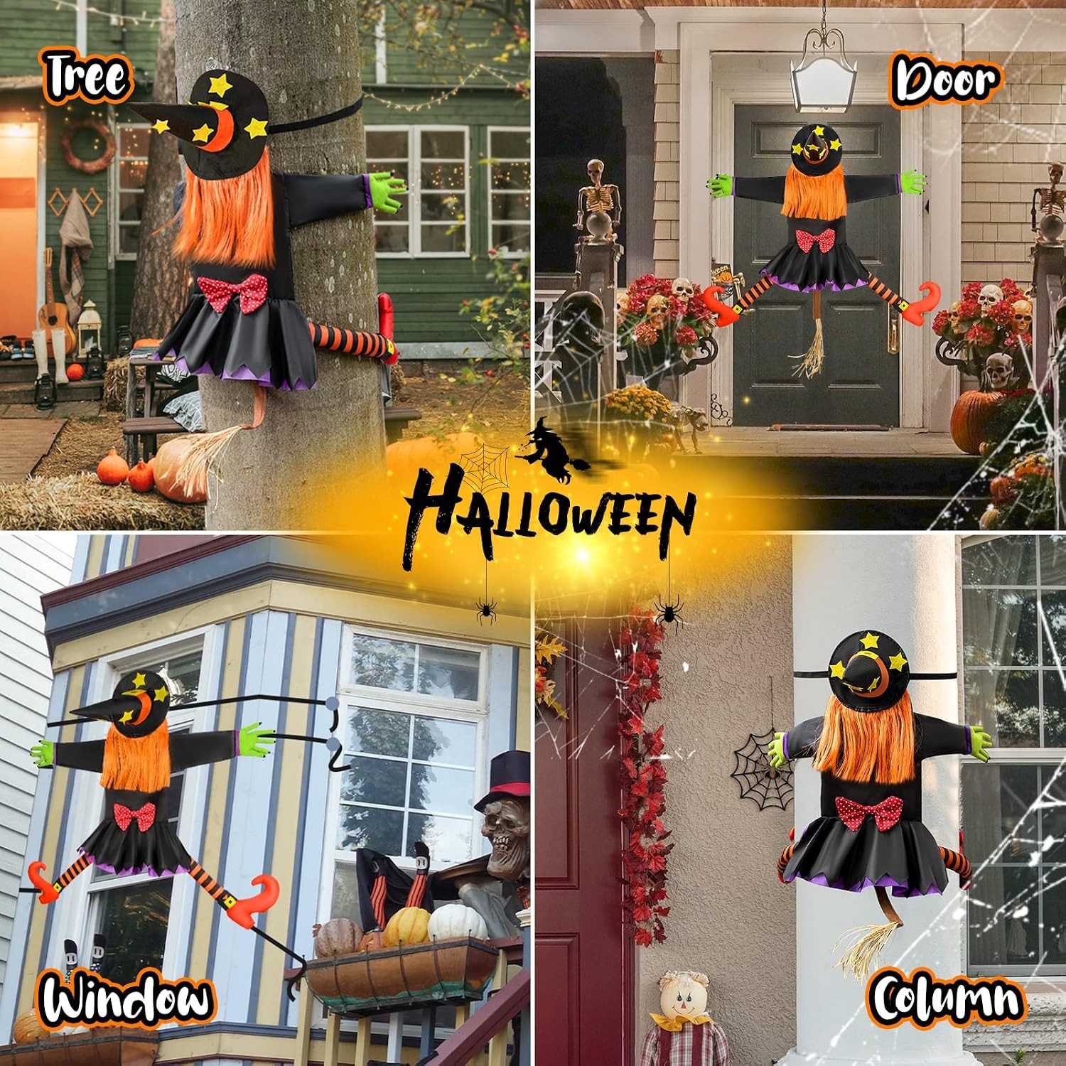 Halloween Decorations Outdoor Crashing Witch: 44\'\' Flying Crashed Witches Hangin