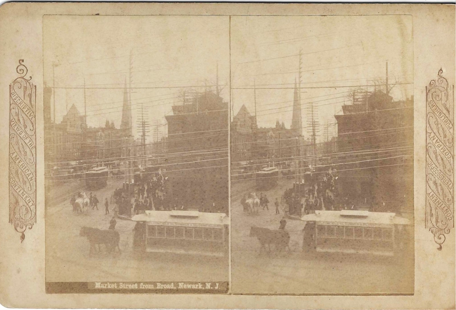 Continent Stereoview – Market St from Broad, Newark NJ 1891 – Streetcars