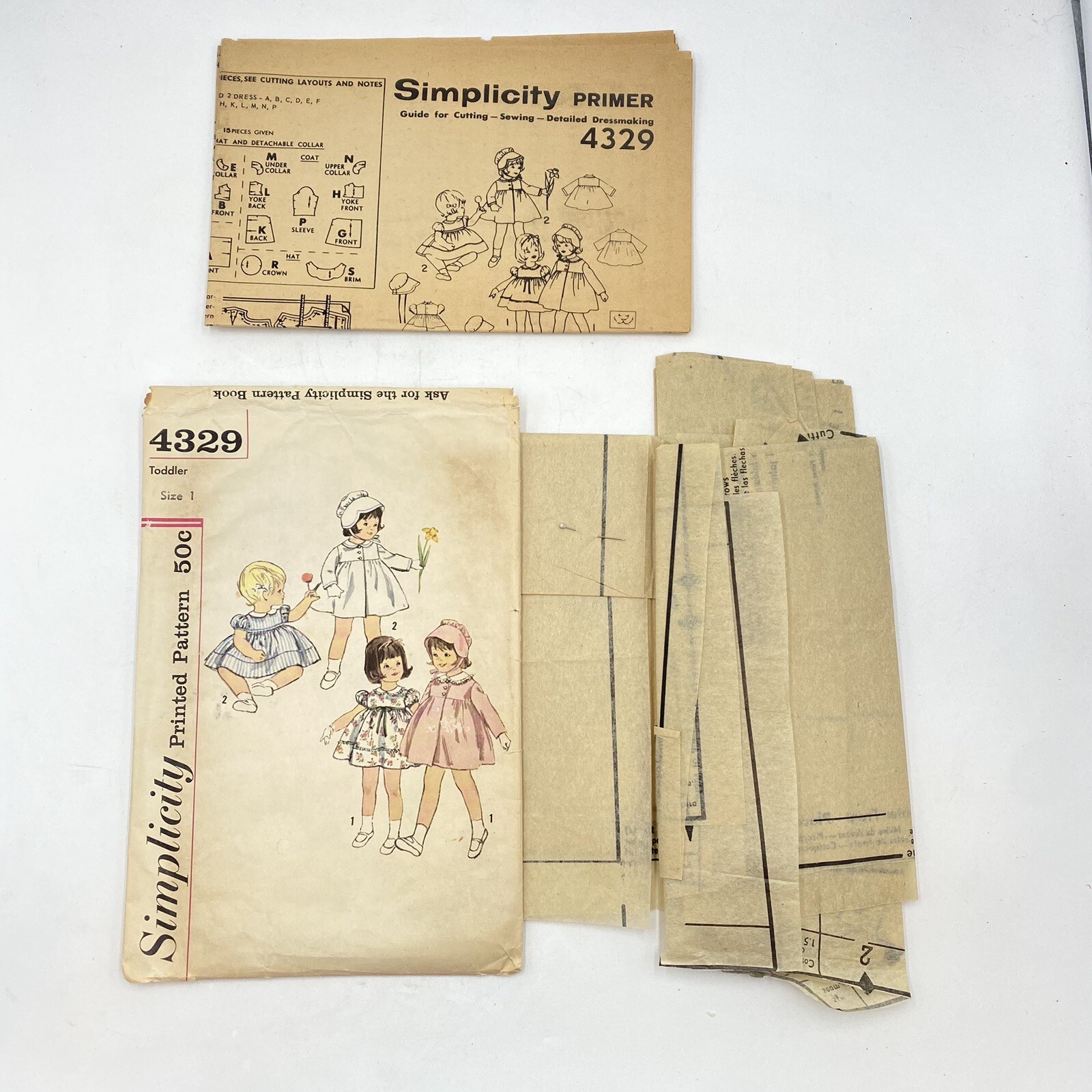 Simplicity Sewing Pattern 4329 Size 1 Toddlers Dress Coat & Hat Cut Simplicity Sewing Pattern 4329 Size 1 Toddlers Dress Coat & Hat Cut