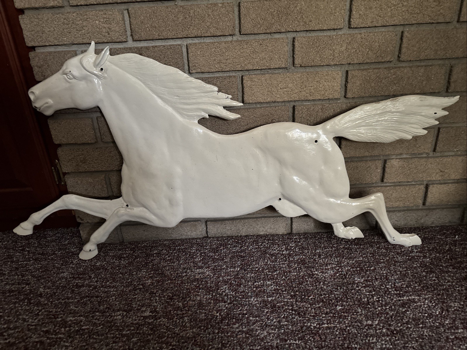 Vintage Cast Iron Horse Wall Hanger Equestrian Decor Farm Ranch Western Country
