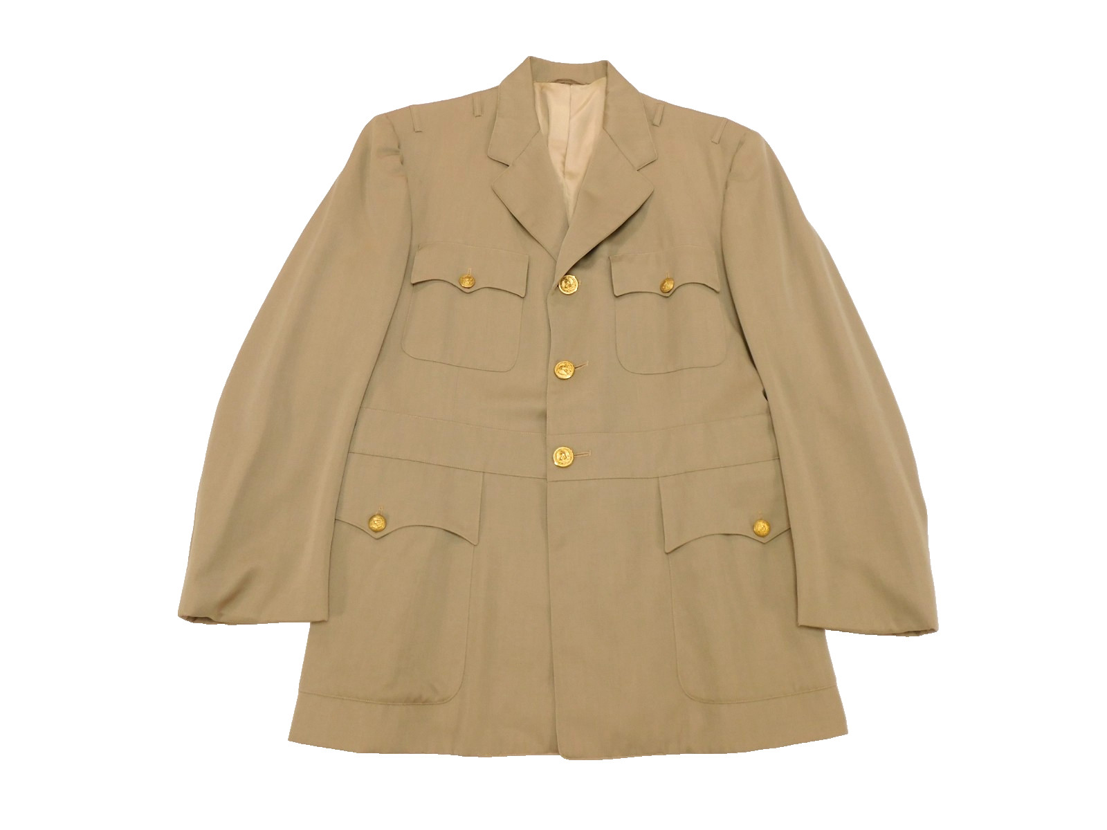 US Navy Khaki Coat 42 Named Captain Service Dress Jacket Vintage Uniform 1960
