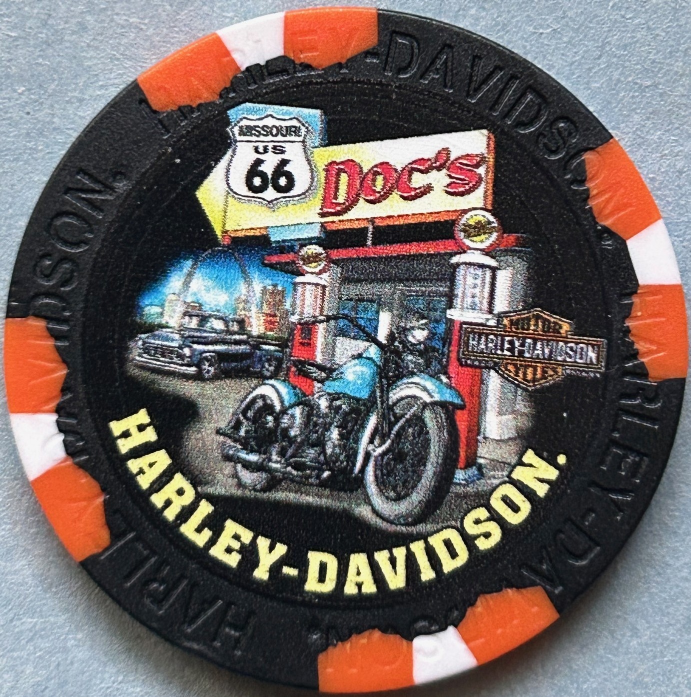 Harley Davidson Wide Print Poker Chip Doc\'s HD in St Louis, MO   CLOSED (pick 1)