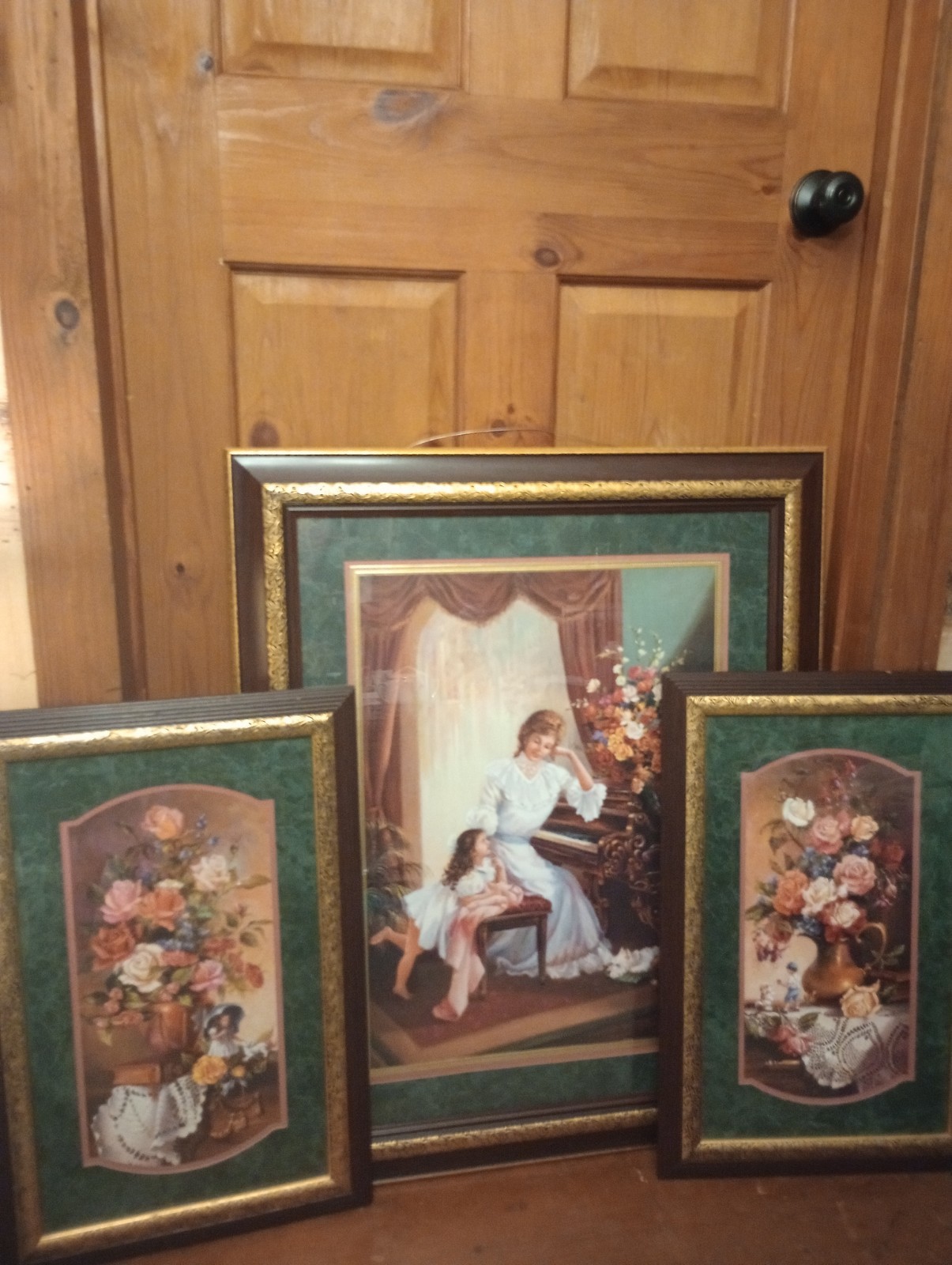 Vintage 1998 Home Interiors 3 Pc Set May I Play 33.5x27.5 Portrait Roses 24x15.5