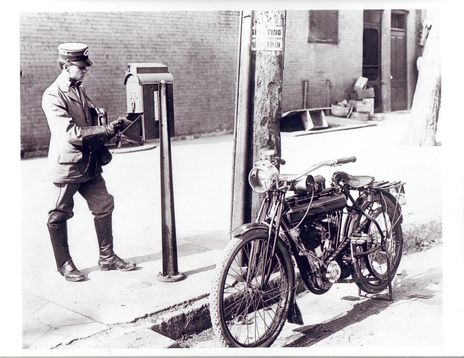 Flying Merkel Motorcycle with Postman 8 1/2 x 11 Photo Flying Merkel Motorcycle with Postman 8 1/2 x 11 Photo