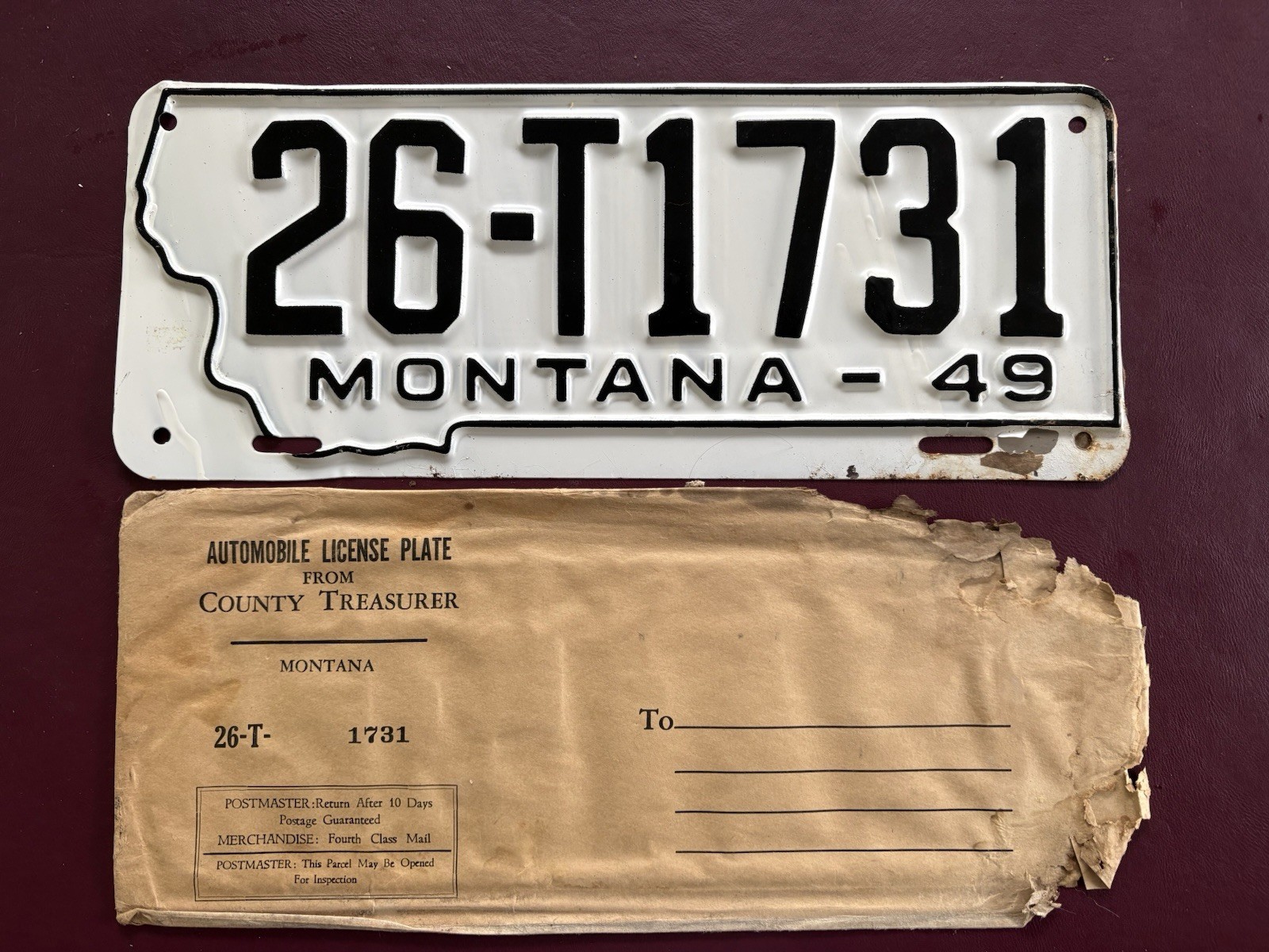 Montana 1949 vintage license plate NOS Not Issued