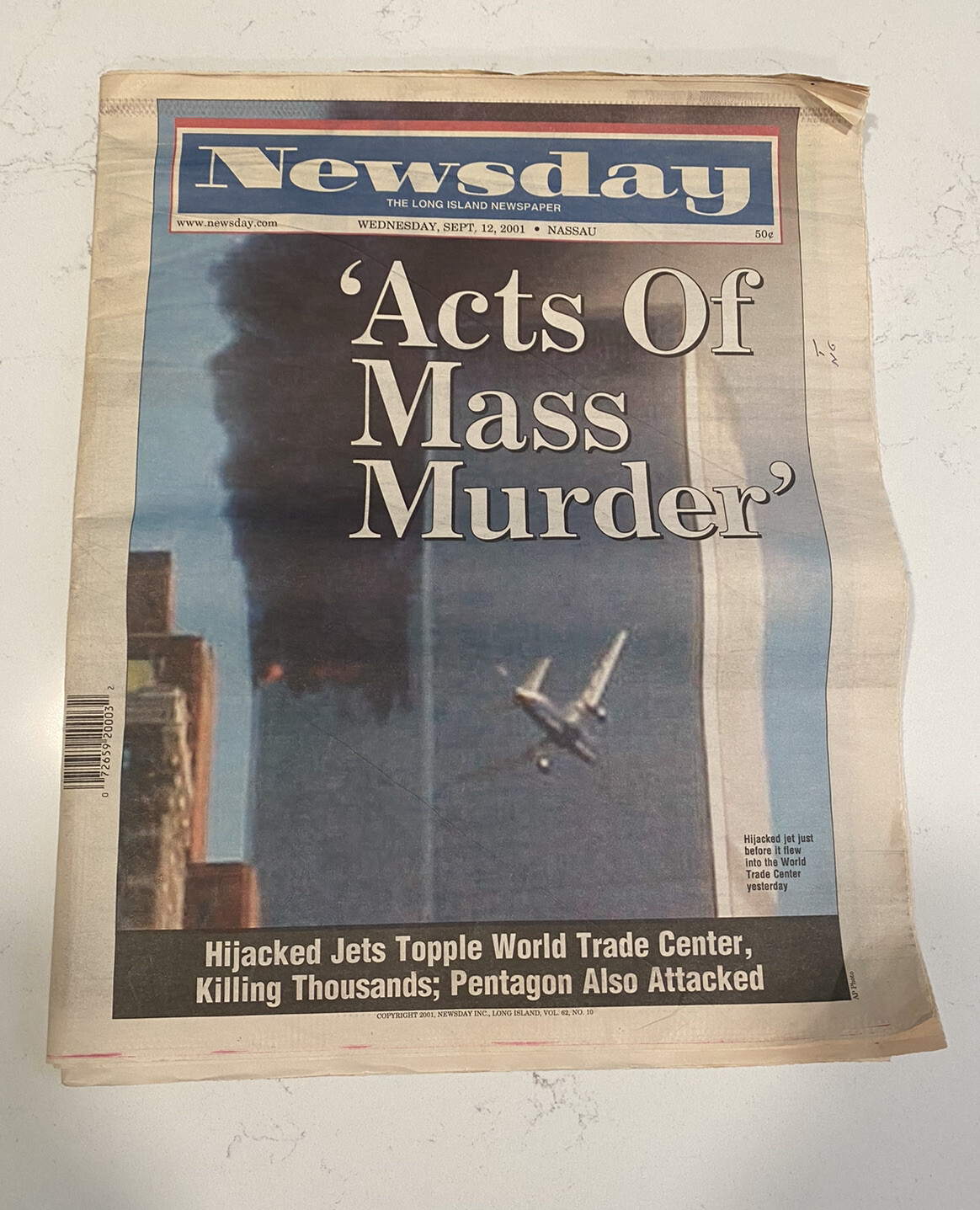 Newsday 911 cover story 9/12/2001