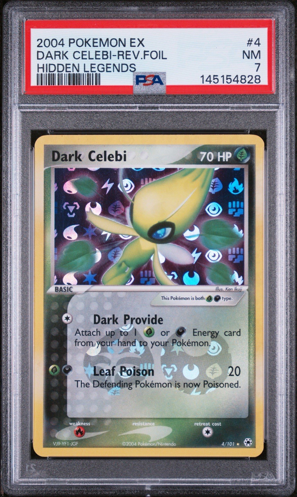 2004 Pokemon EX Hidden Legends Dark Celebi Reverse Foil #4/101 PSA 7