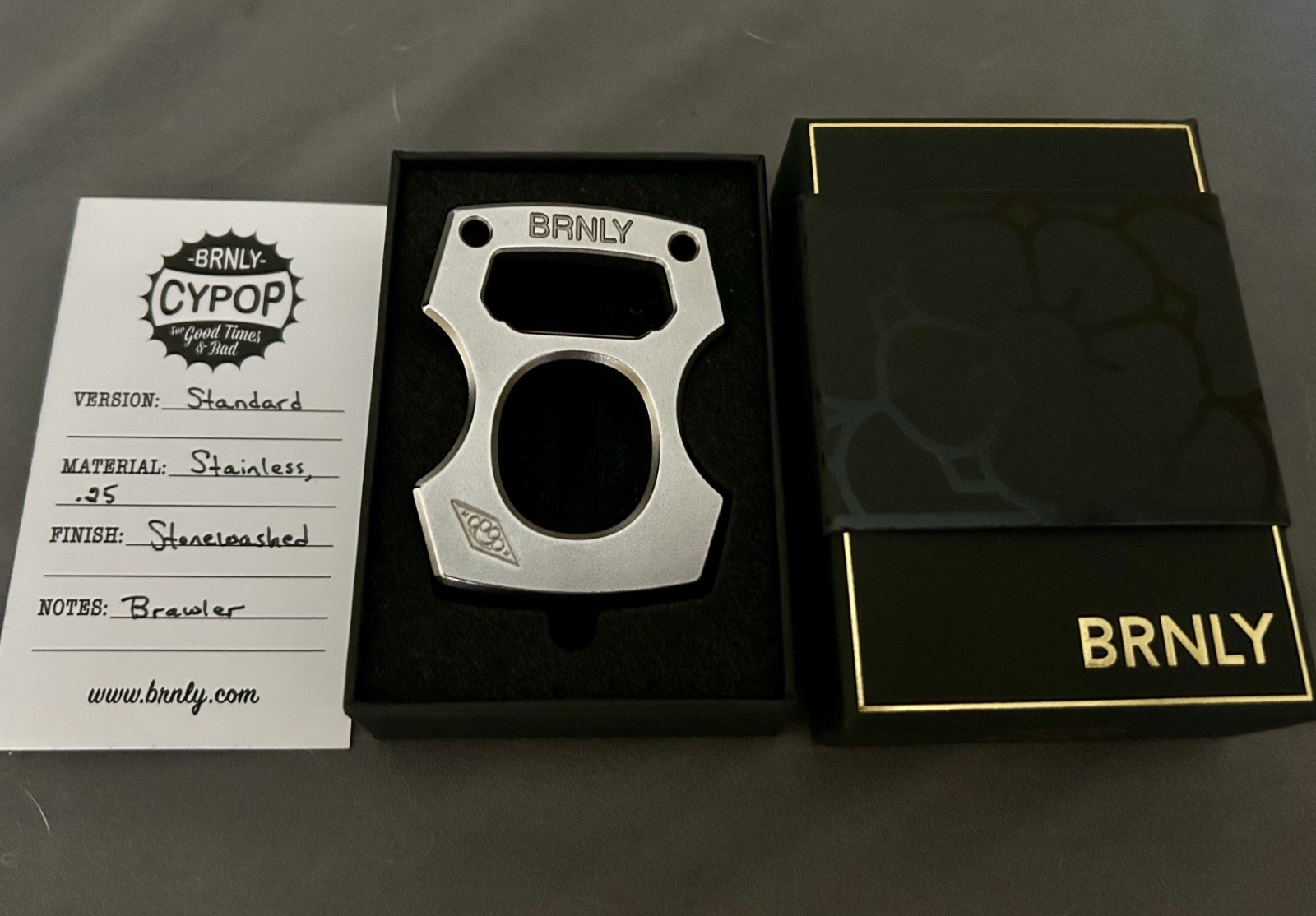 ADORABLE Lucas Burnley BRNLY CYPOP Stainless Steel .25 BRAWLER Stonewashed
