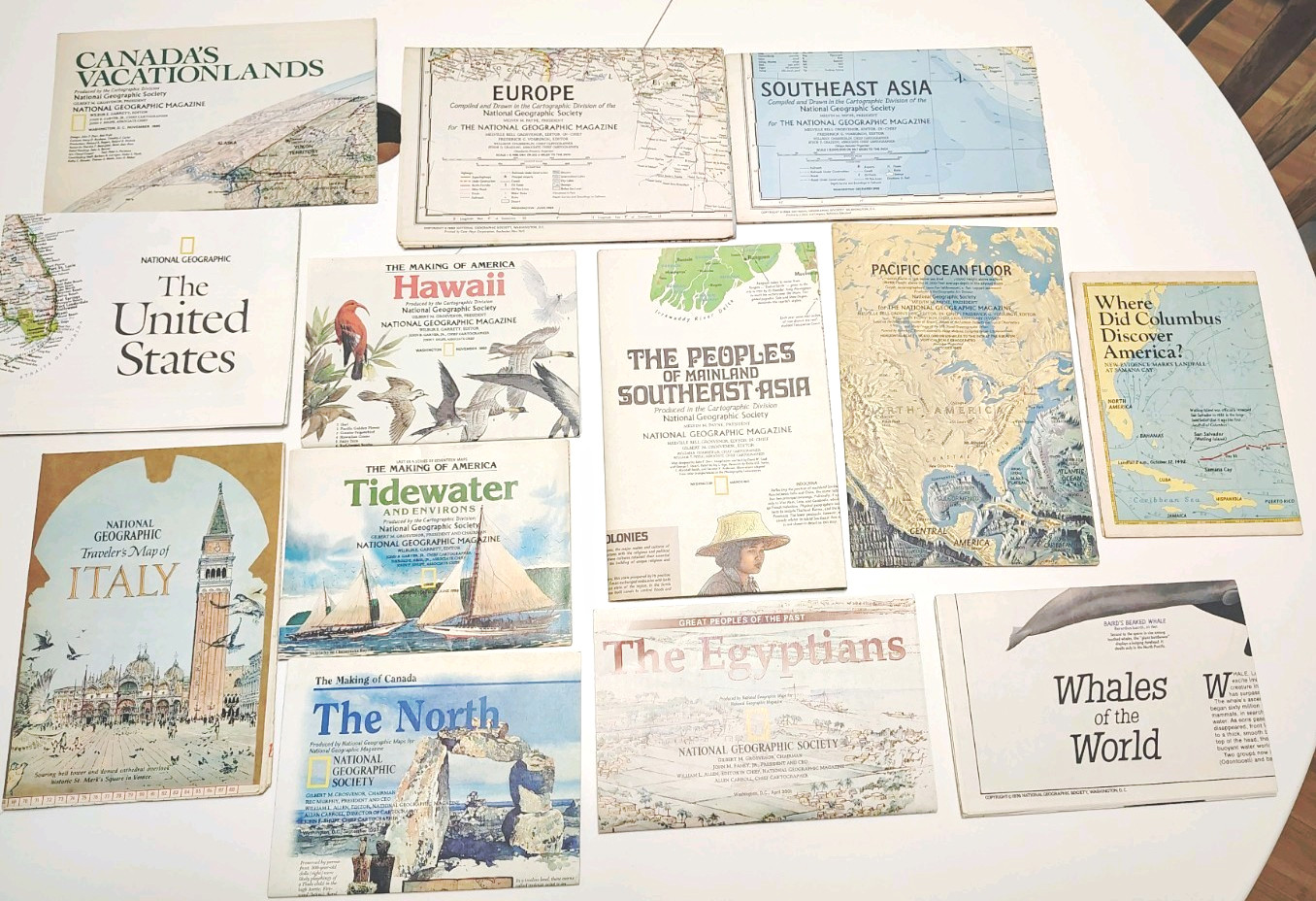 Lot of 13 Vintage National Geographic Maps Bundle 1969-1986 Europe Italy US
