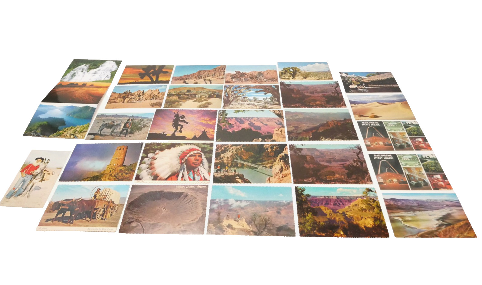 Vintage 1960s USA Postcard Lot - Grand Canyon, Native American, Burlingame Hyatt