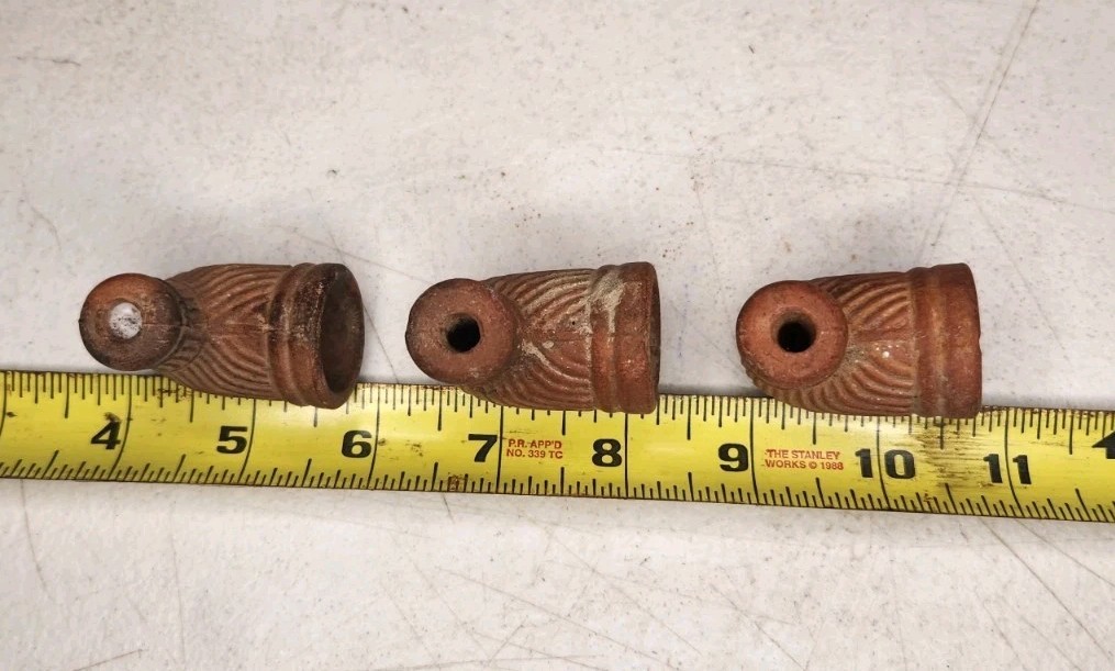 3 Early Primitive Fur Trade Era Clay Pipe Large Lot Native #1