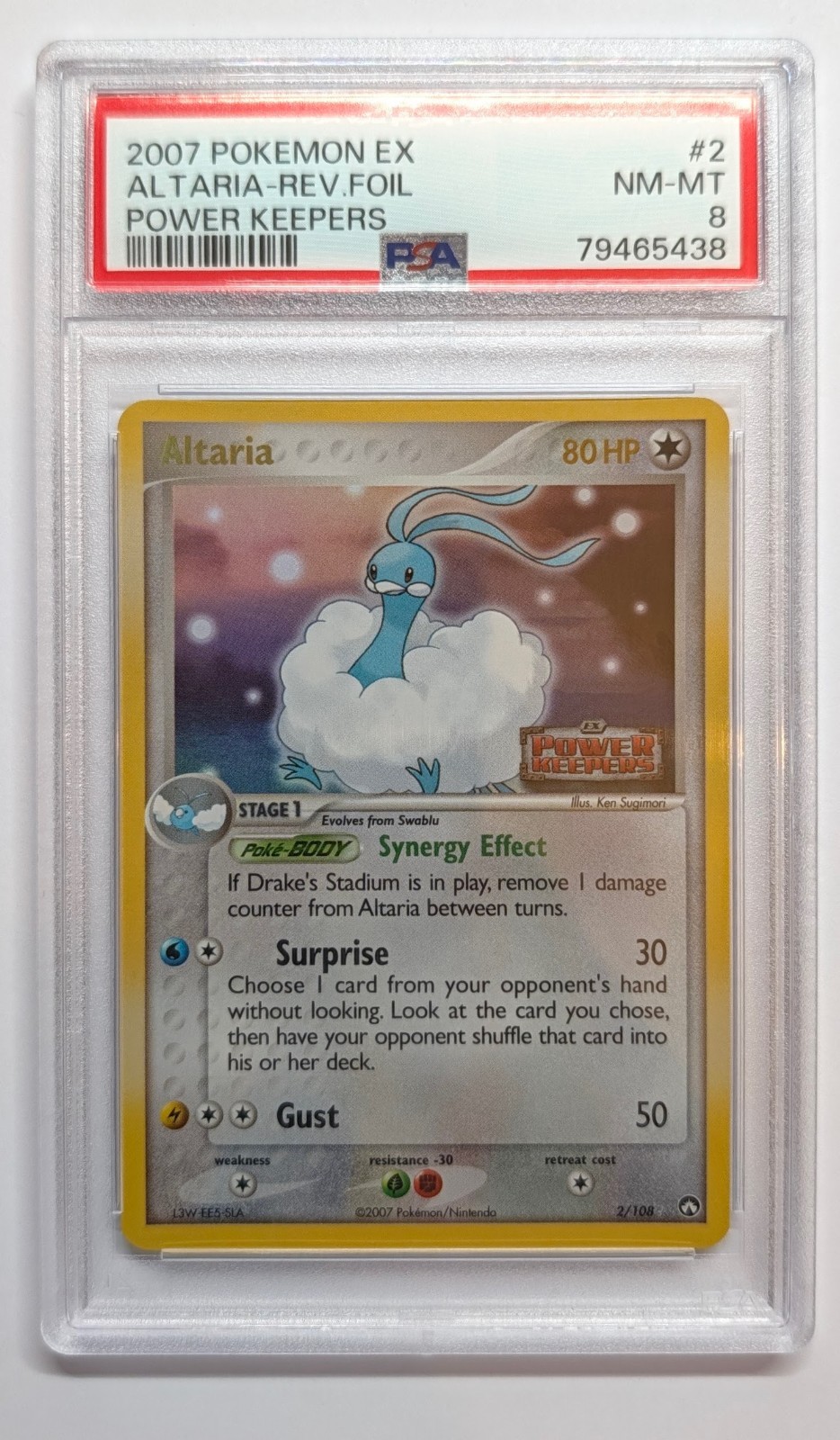 Pokemon: Altaria #2/108 EX Power Keepers 2007 Reverse Holo STAMPED RARE  - PSA 8