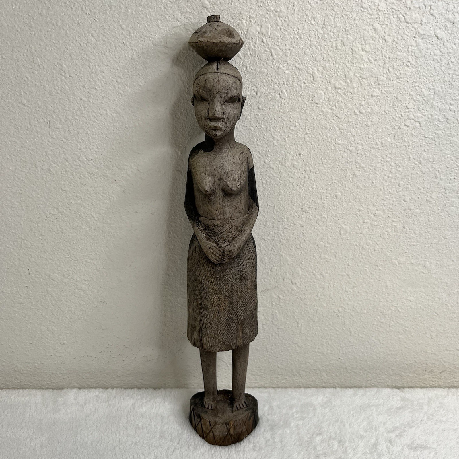 Antique African Tribal Fertility Woman Mother Female Wood Statue Figure