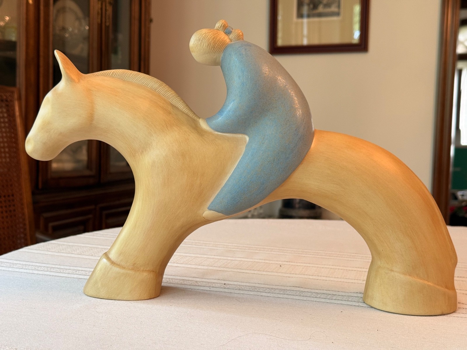 Vintage 1985 Jack Black Navajo Pottery Sculpture Woman on Horse Signed 16\