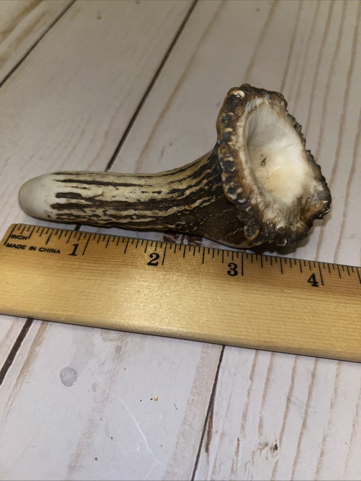 Hard Carved Whitetail Deer Antler Pipe.  Made In USA. 4