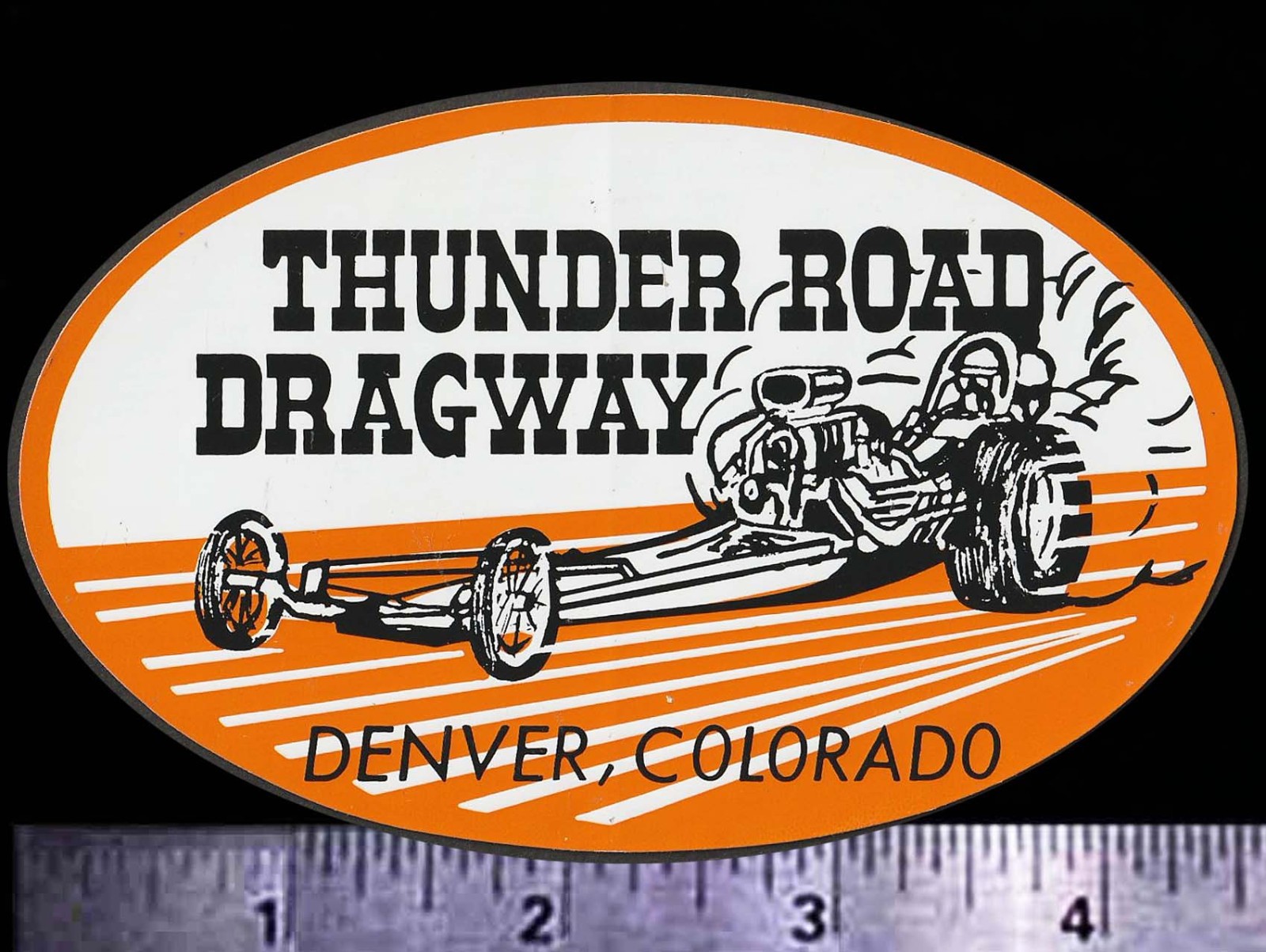 THUNDER ROAD Dragway,  Denver CO.  Orig Vintage 1970\'s Racing Decal/Sticker NHRA