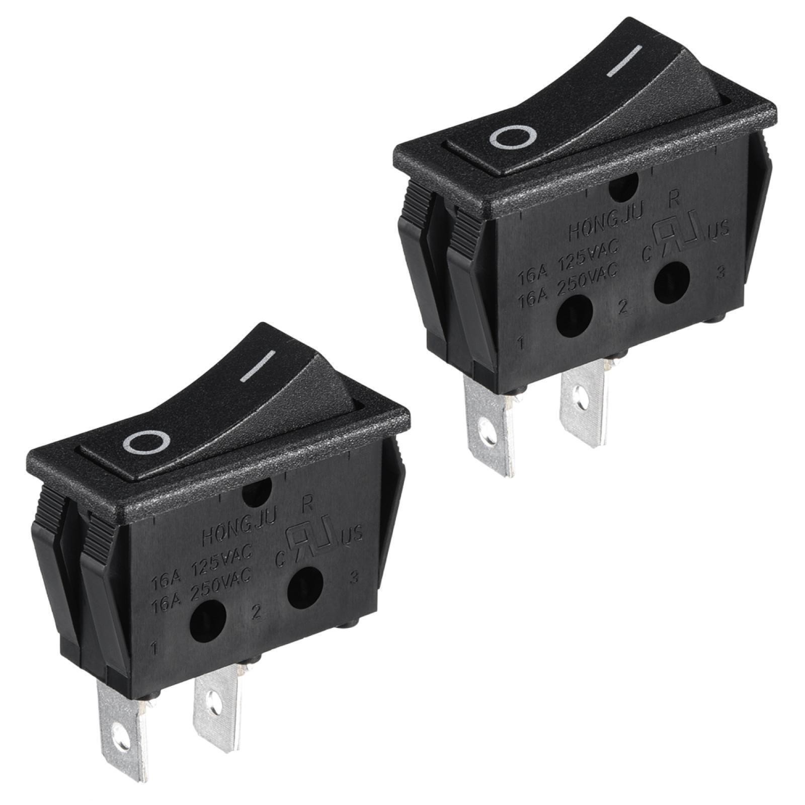 2 Pcs AC 16A/125V 16A/250V 2 Terminal 2 Position SPST Rocker Switch