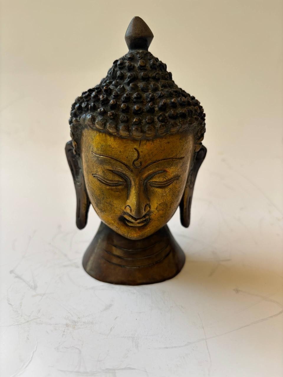 1900s Antique Indian Bronze Buddha Head Buddhist Statue Museum Period Rare