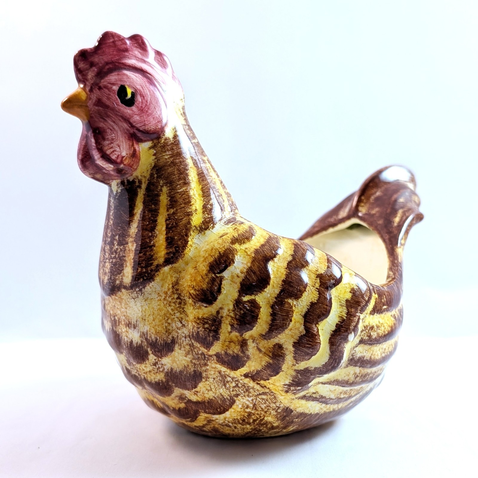 Vintage 1961 LA Potteries Ceramic Hen Chicken Planter Serving Dish California