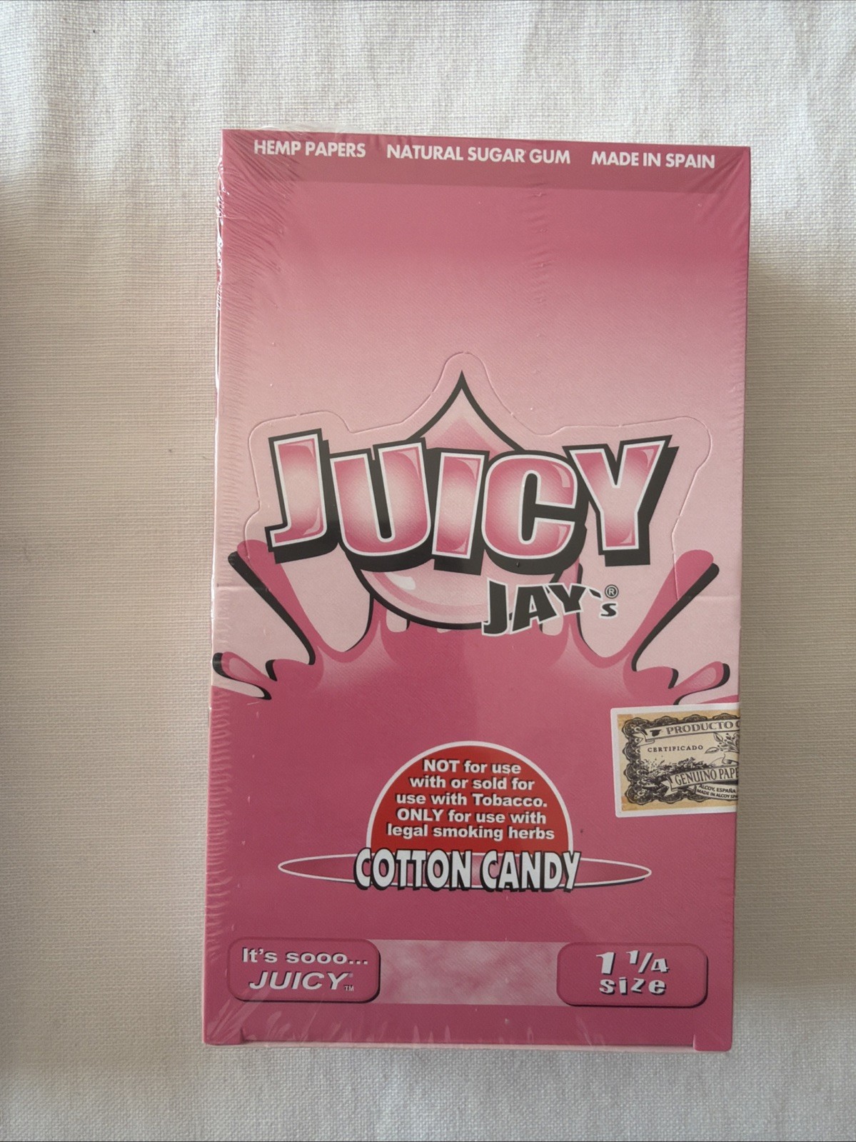 1 Box JUICY JAY'S  1 1/4 Rolling Papers Cotton Candy  24 Packs Sealed Display