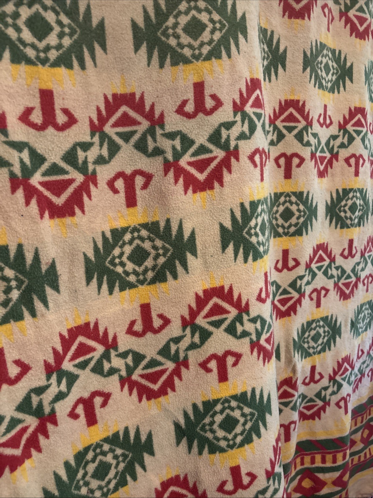 VTG 1930’s Beacon-Style Camp Blanket Robe Shawl Geometric Native American Fringe