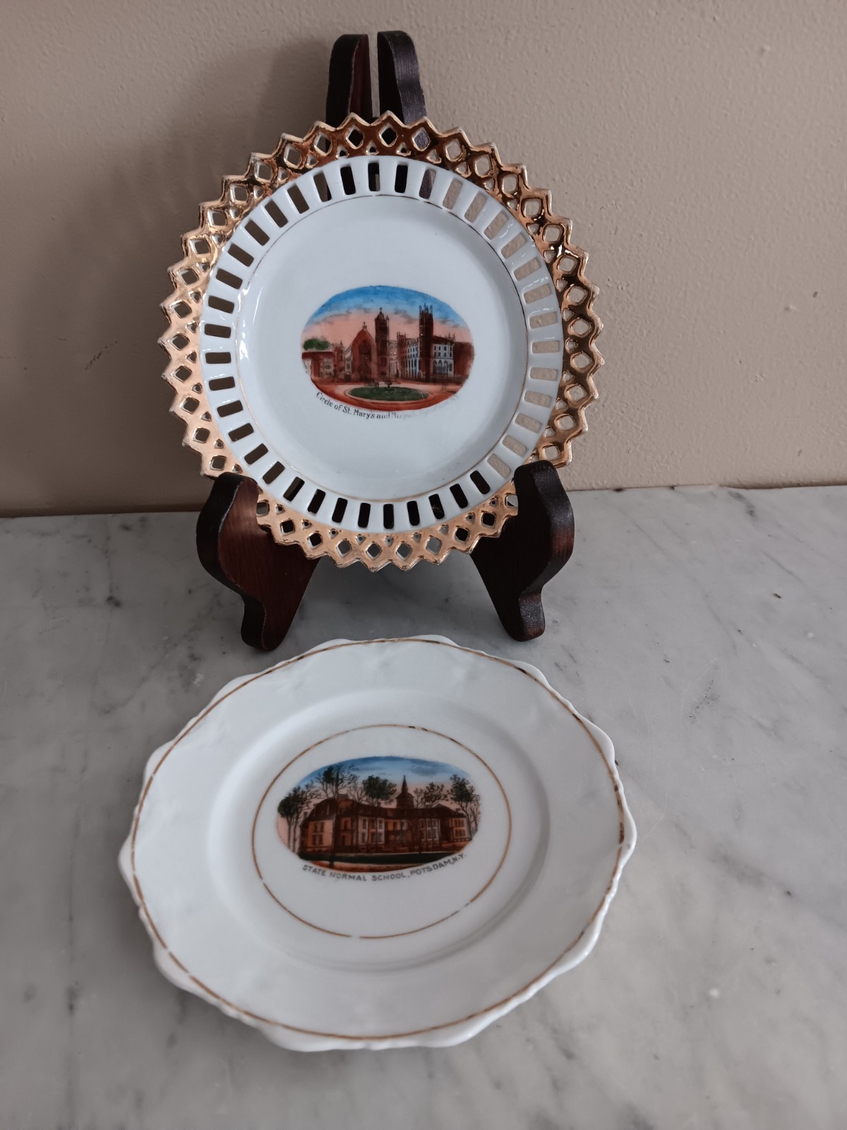 Pr Antique Souvenir China Plates 