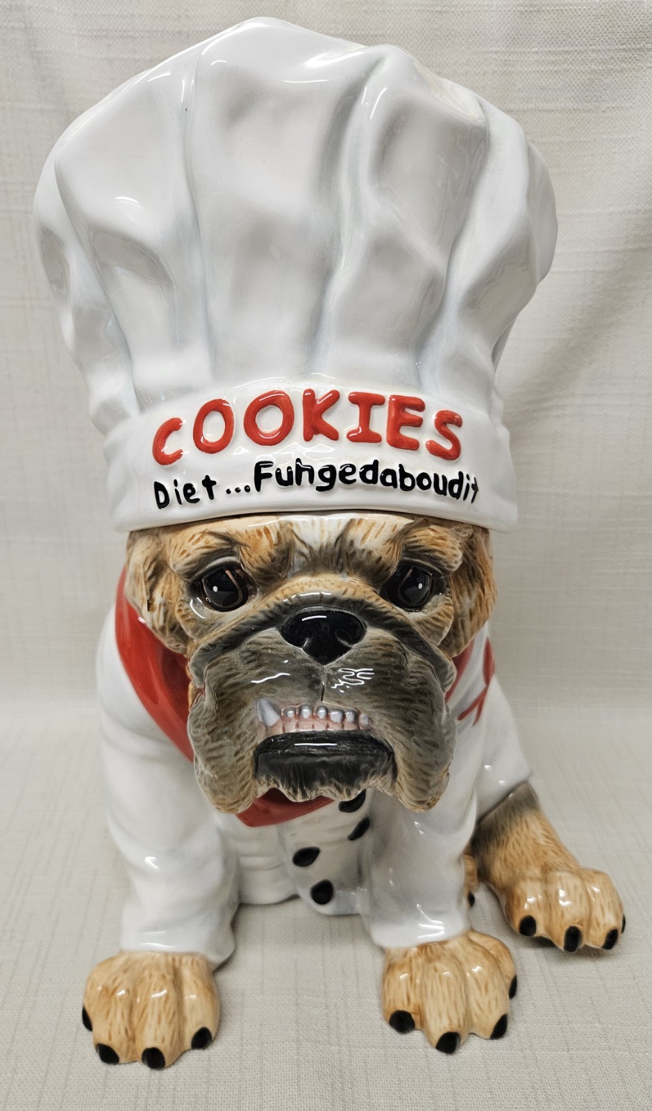 Zelda Wisdom Bulldog Chef Cookie Jar Diet…Fuhgedaboudit Westland 2004