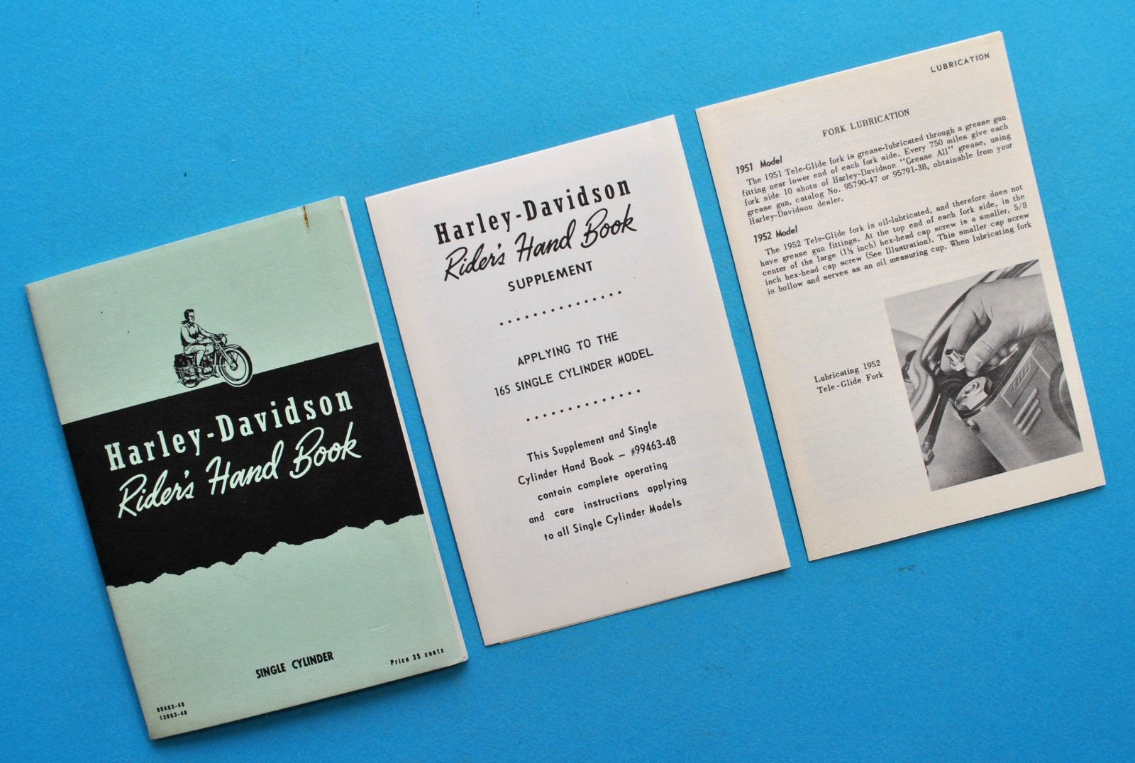 Original 1948 - 1950s Harley Riders 125 & 165 Riders Hand Book Owner Manual