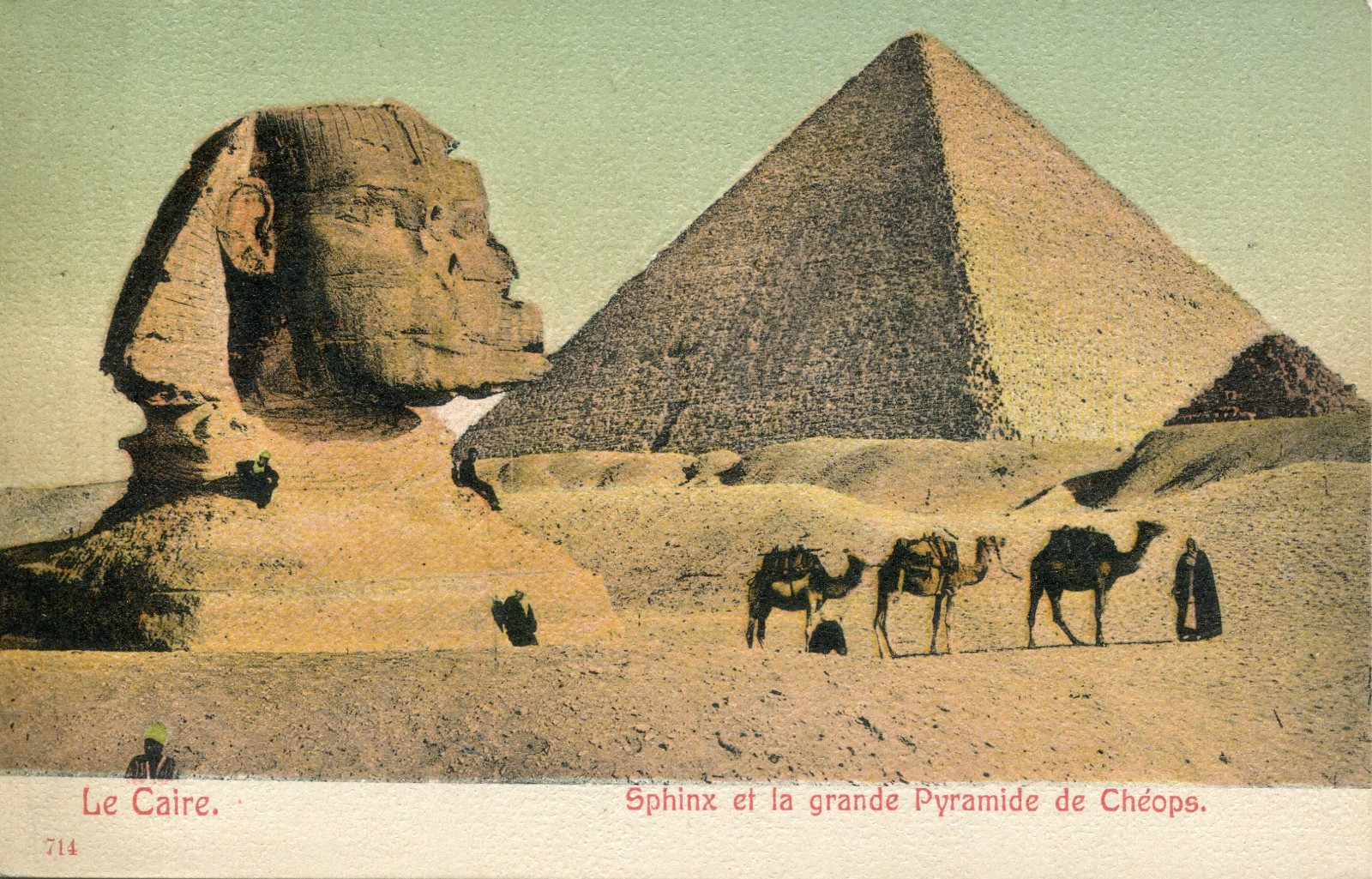 EGYPT: Great Sphinx & Pyramid of Cheops – Vintage Picture Postcard