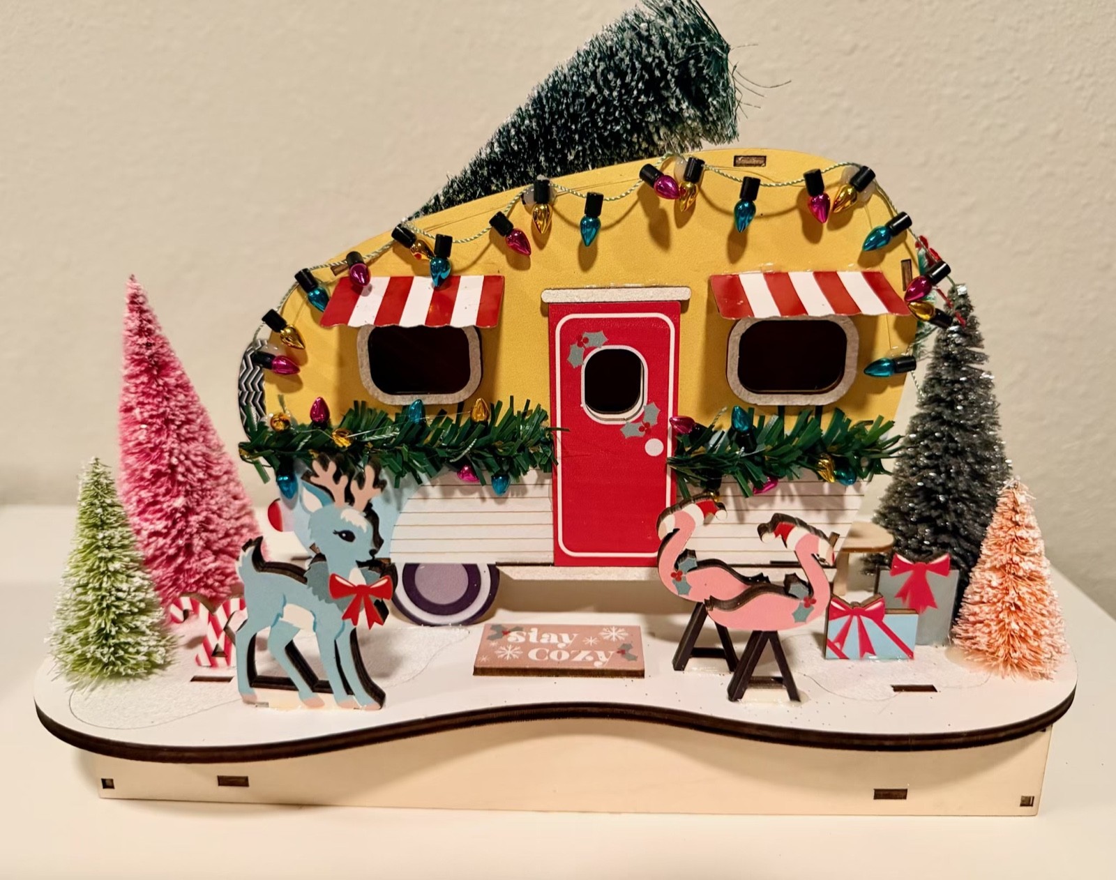 NIB World Market RETRO TRAILER Laser Cut LED Christmas 10