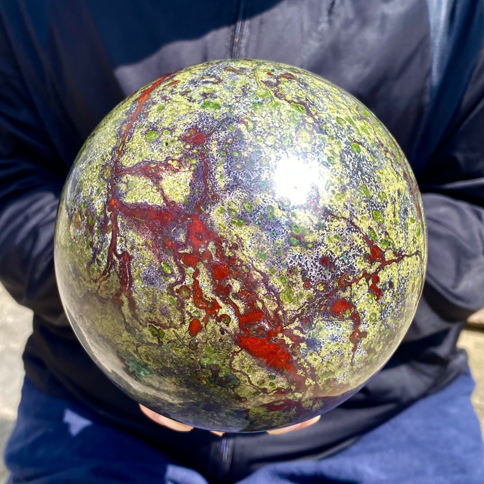 7.12LB Natural dragon blood stone quartz sphere crystal ball reiki healing