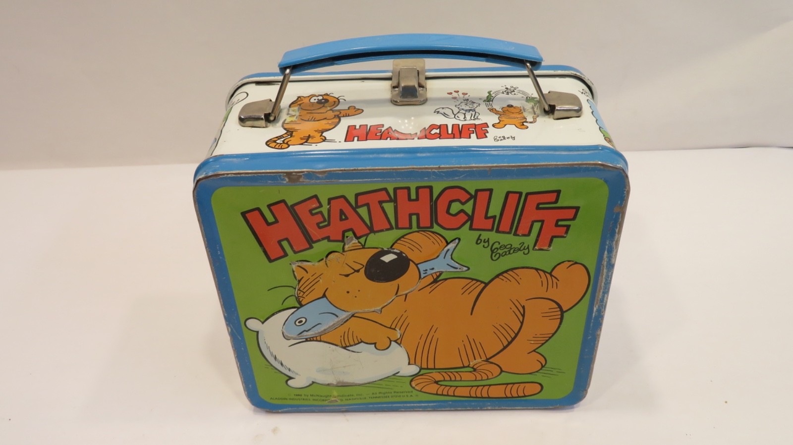 Vintage 1982 Aladdin HEATHCLIFF Metal (USED) Lunch Box With Thermos