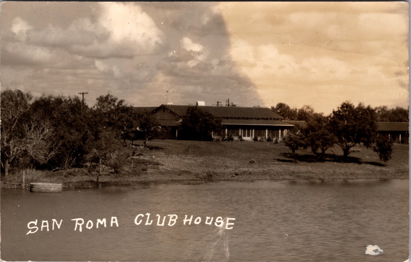 San Roma Club House Possibly in Texas Waterfront RPPC Real Photo Postcard