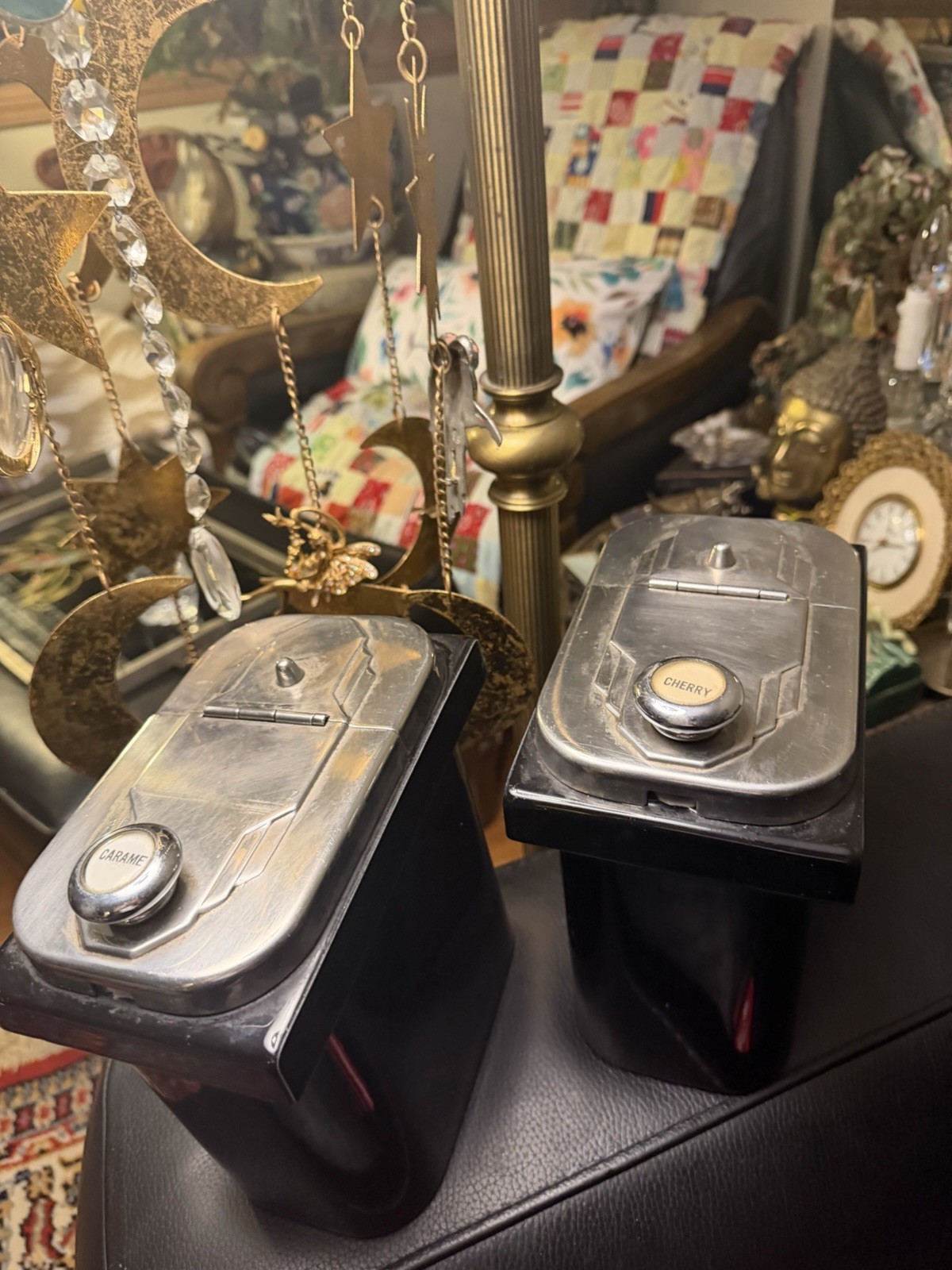 Antique Pair Hall China Co Soda Fountain Sundae Topping Containers Cherry Carmel