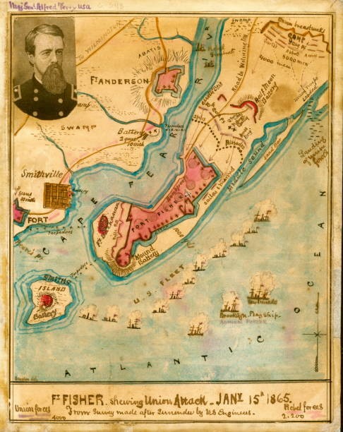 Forts Fisher Showing Union Attack 1865 Map OLD PHOTO PRINT
