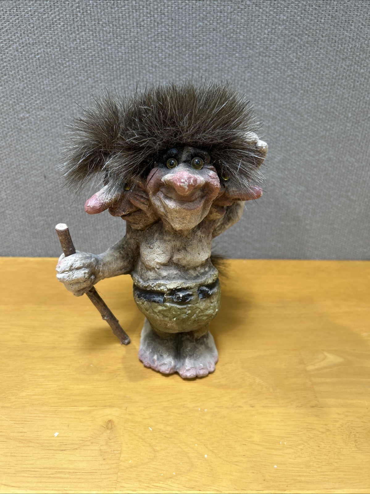 Nyform Original Three Headed Troll with Walking Stick Hand Made in Norway